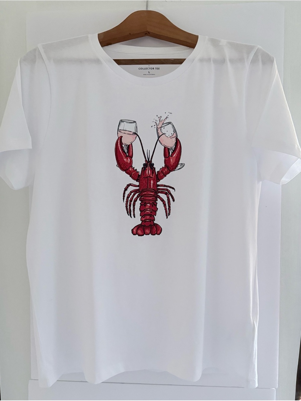NWT J.Crew Collector Tee Lobster Wine Glass Graphic T-Shirt White Size L